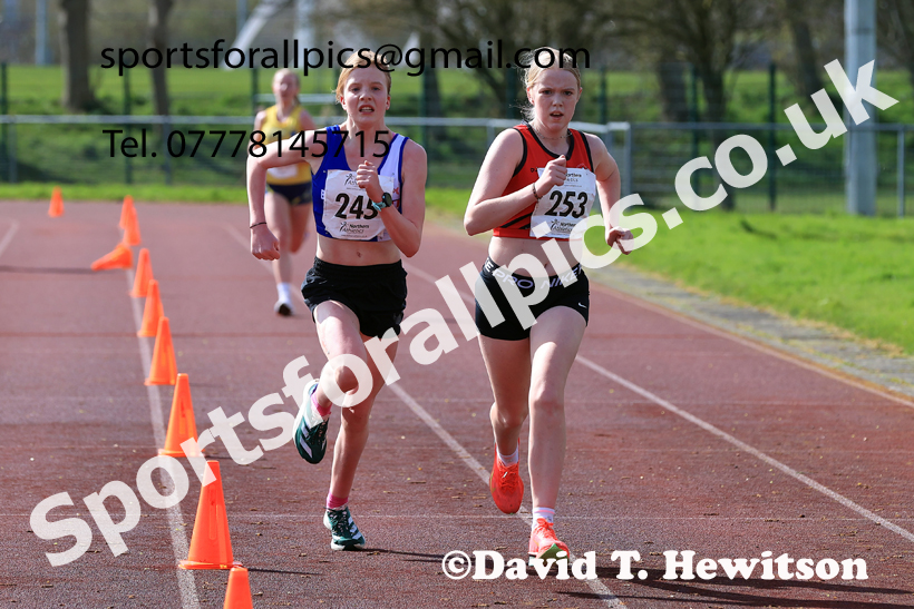 Girls Under-15s Young Athletes 5k, 2026 Northern Mens 12 and Womens 6 Stage Road Relays and Young Athletes 5k, Sheepmount Stadium, Carlisle. Photo: David T. Hewitson/Sports for All Pics